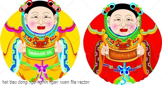 hai tieu dong ngo nghin ngay xuan file vector